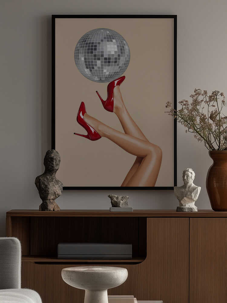Stiletto Heels and Disco Ball Poster