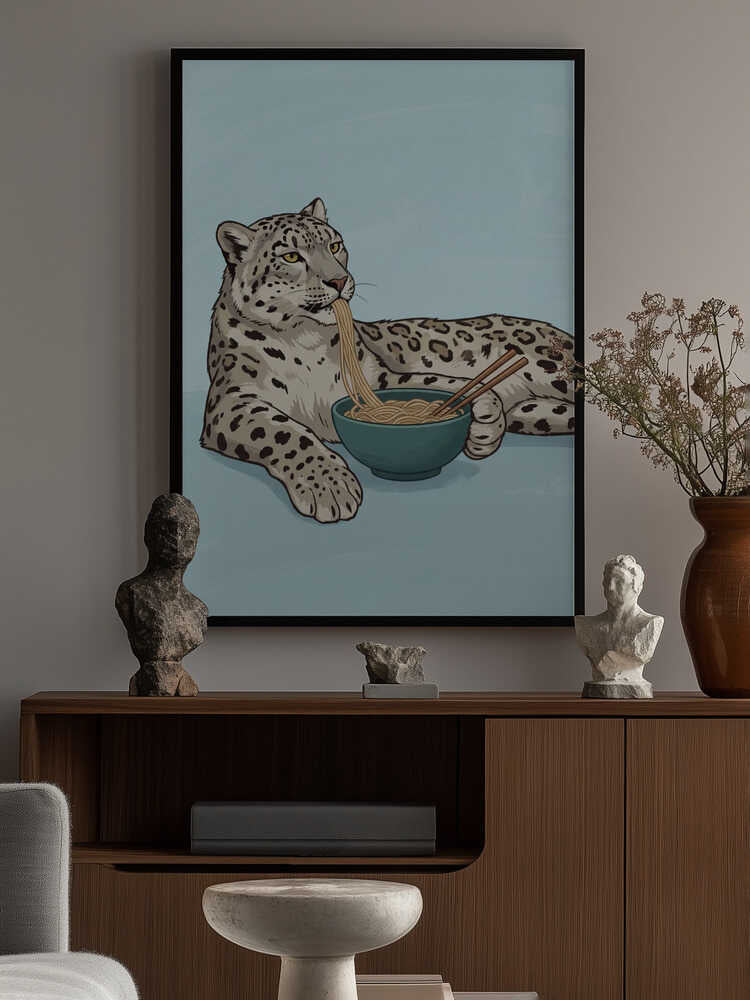 Noodle Snow Leopard Poster