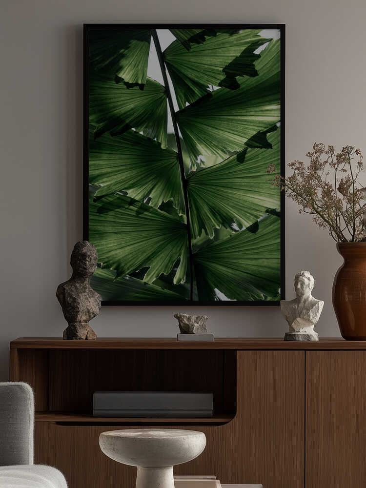 Tropical Green Palm Glow Poster