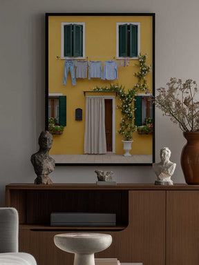 Yellow House Laundry Day Poster