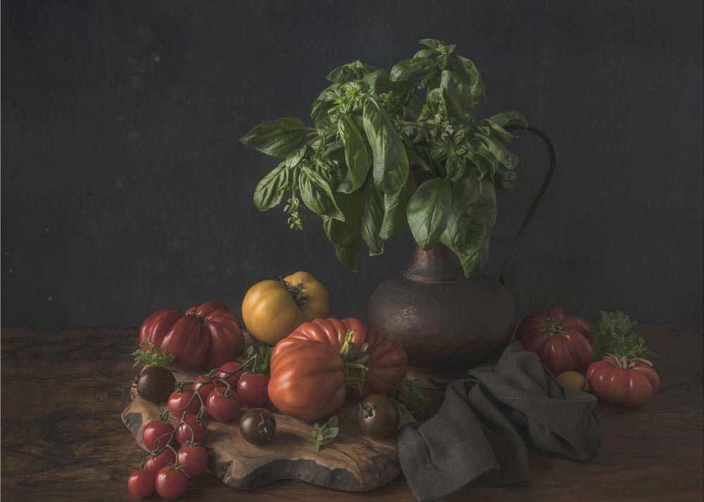 Still Life With Tomatoes And Basil Poster - Corkframes.com