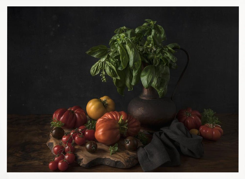 Still Life With Tomatoes And Basil Poster - Corkframes.com