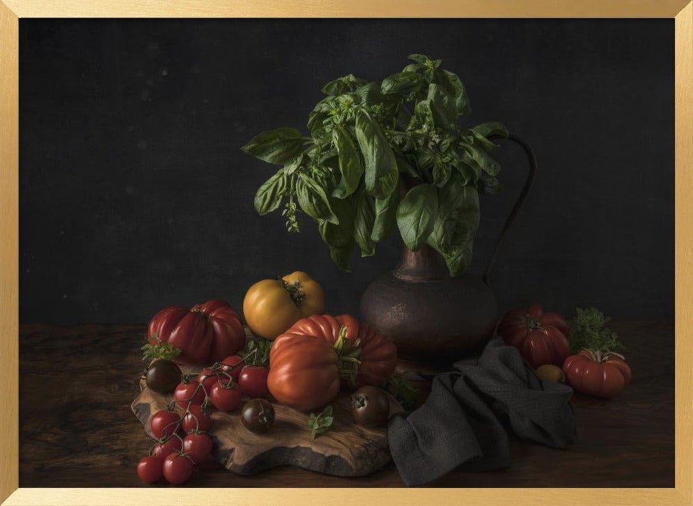 Still Life With Tomatoes And Basil Poster - Corkframes.com