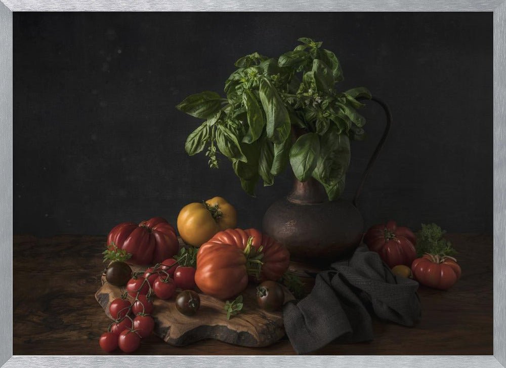 Still Life With Tomatoes And Basil Poster - Corkframes.com