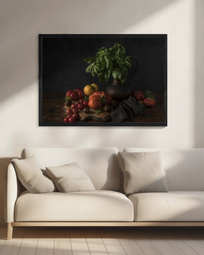 Still Life With Tomatoes And Basil Poster - Corkframes.com