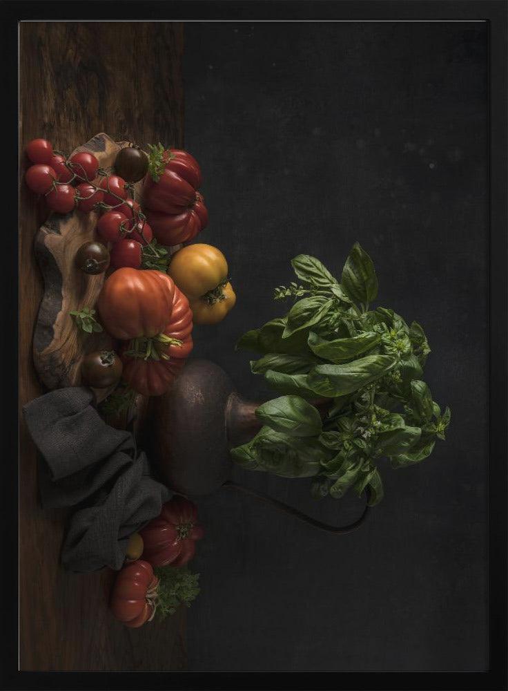 Still Life With Tomatoes And Basil Poster - Corkframes.com