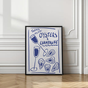 Todays Menu - Oysters And Champagne Poster - Corkframes.com