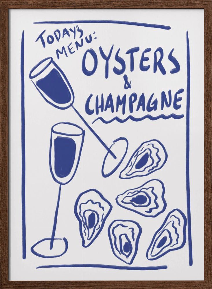 Todays Menu - Oysters And Champagne Poster - Corkframes.com