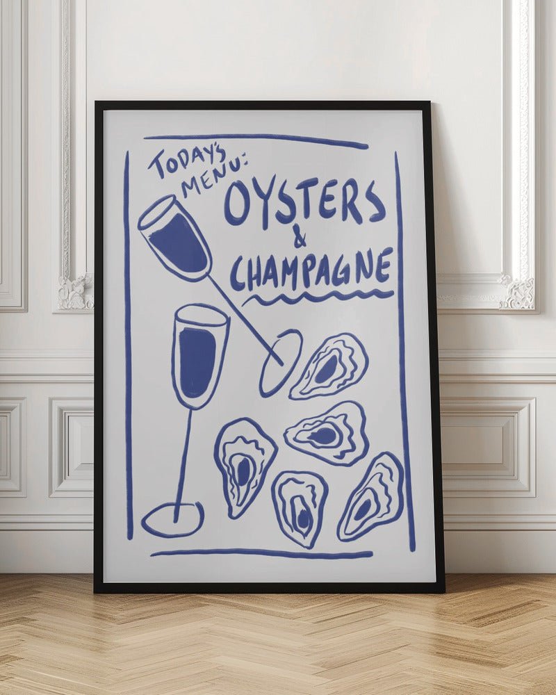 Todays Menu - Oysters And Champagne Poster - Corkframes.com