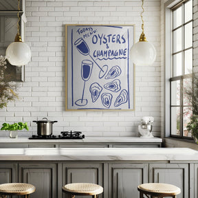 Todays Menu - Oysters And Champagne Poster - Corkframes.com