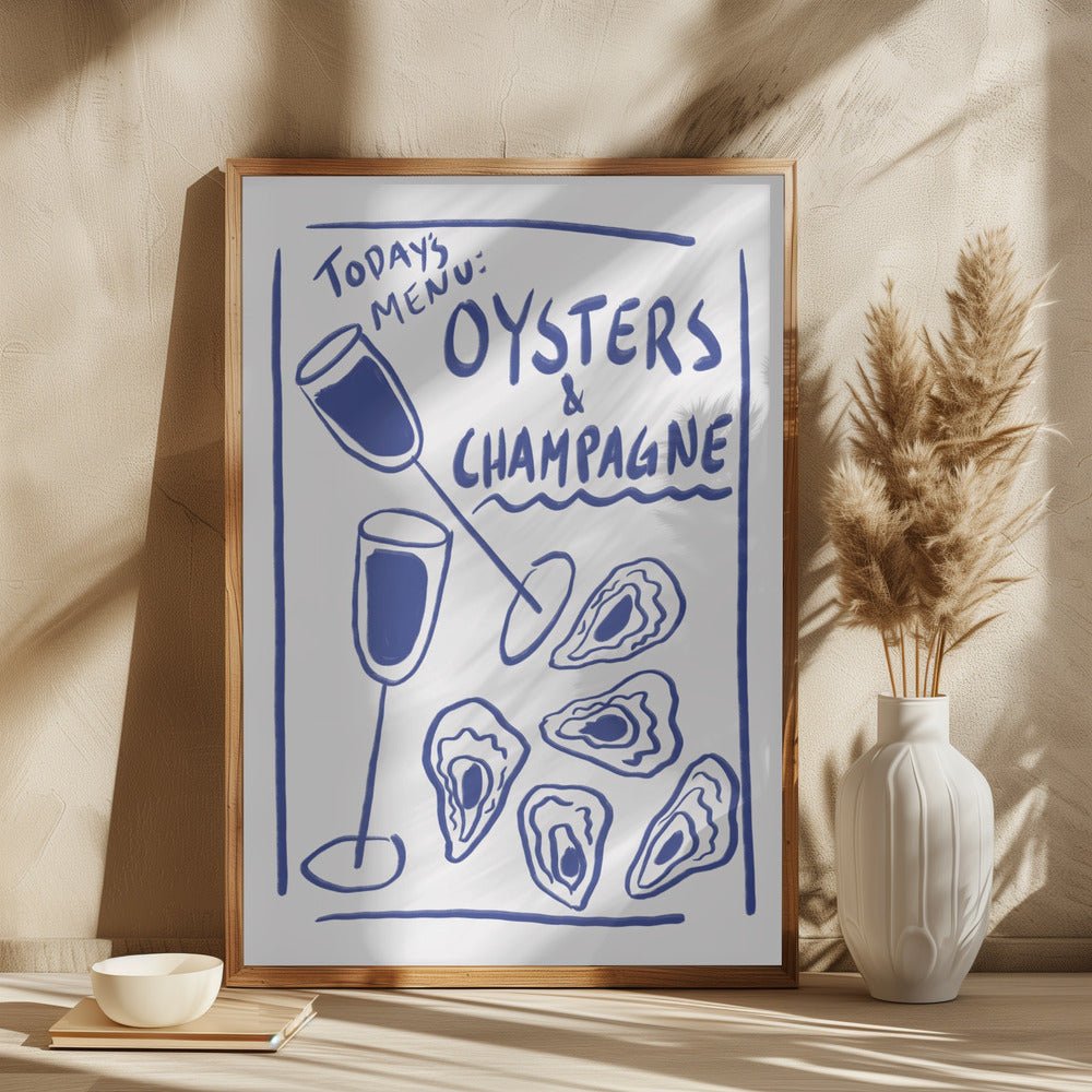 Todays Menu - Oysters And Champagne Poster - Corkframes.com