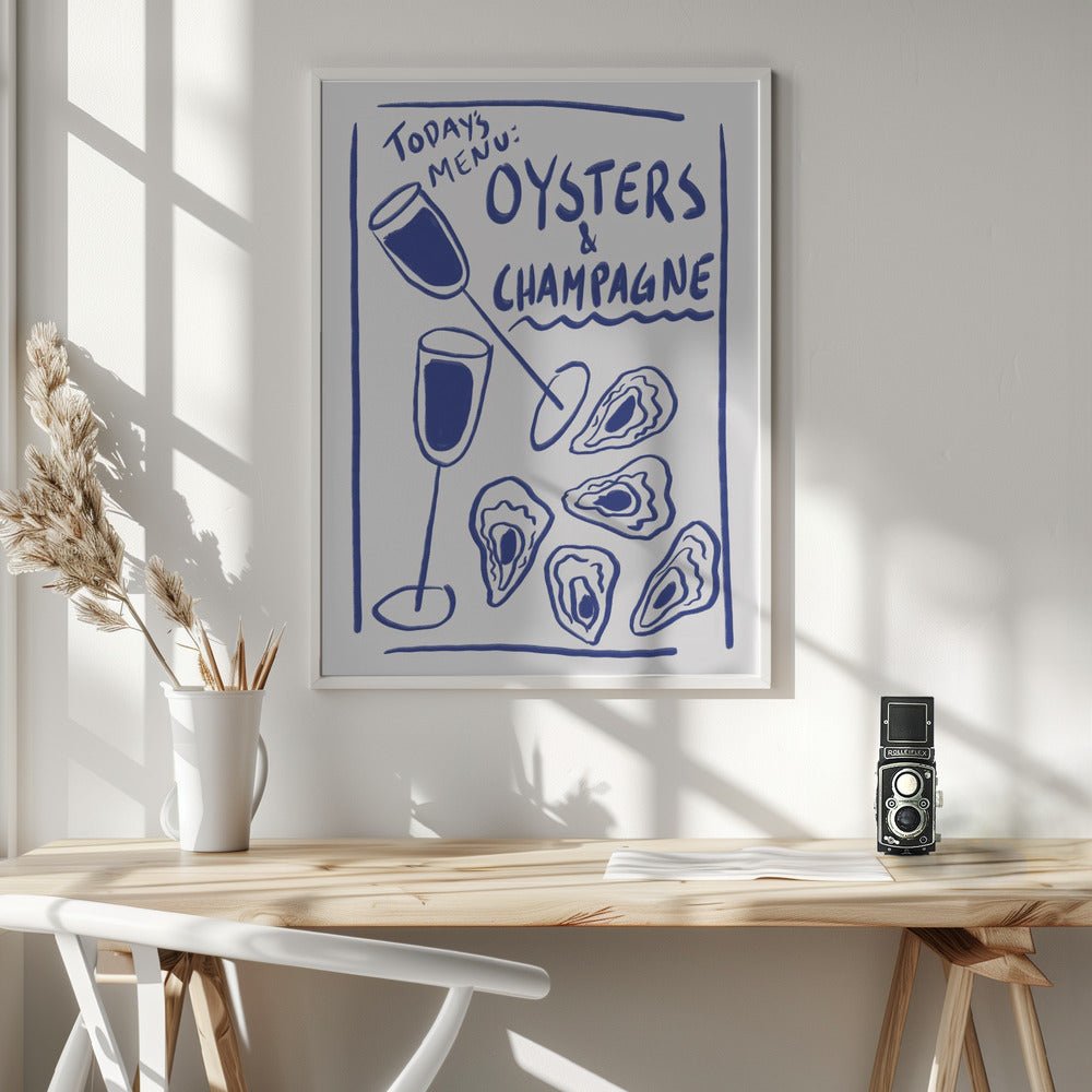 Todays Menu - Oysters And Champagne Poster - Corkframes.com