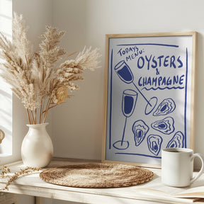 Todays Menu - Oysters And Champagne Poster - Corkframes.com