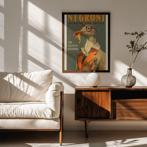 Vintage Art Deco Negroni Poster Of A Fancy Seagull Poster - Corkframes.com