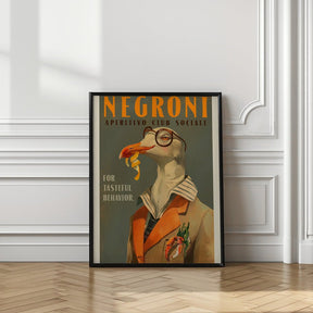 Vintage Art Deco Negroni Poster Of A Fancy Seagull Poster - Corkframes.com