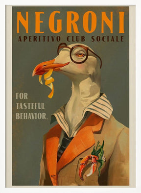 Vintage Art Deco Negroni Poster Of A Fancy Seagull Poster - Corkframes.com