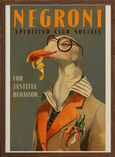 Vintage Art Deco Negroni Poster Of A Fancy Seagull Poster - Corkframes.com