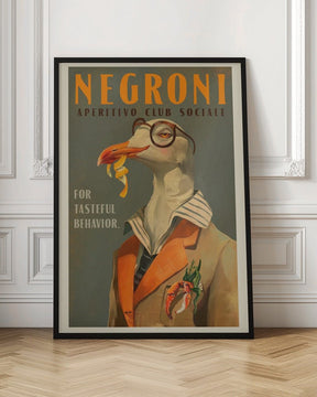 Vintage Art Deco Negroni Poster Of A Fancy Seagull Poster - Corkframes.com