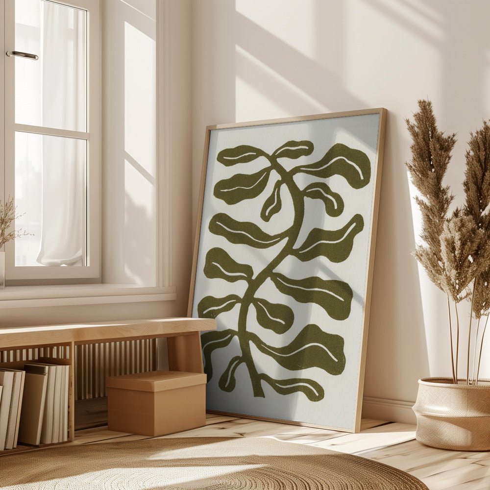 Wind Kissed Plant / Olive Green Poster - Corkframes.com