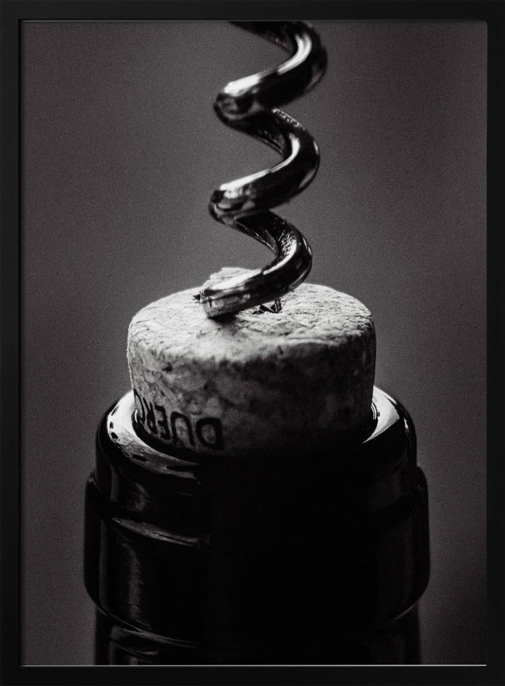 Wine Cork Screw Poster 2 (Black and White) - Corkframes.com