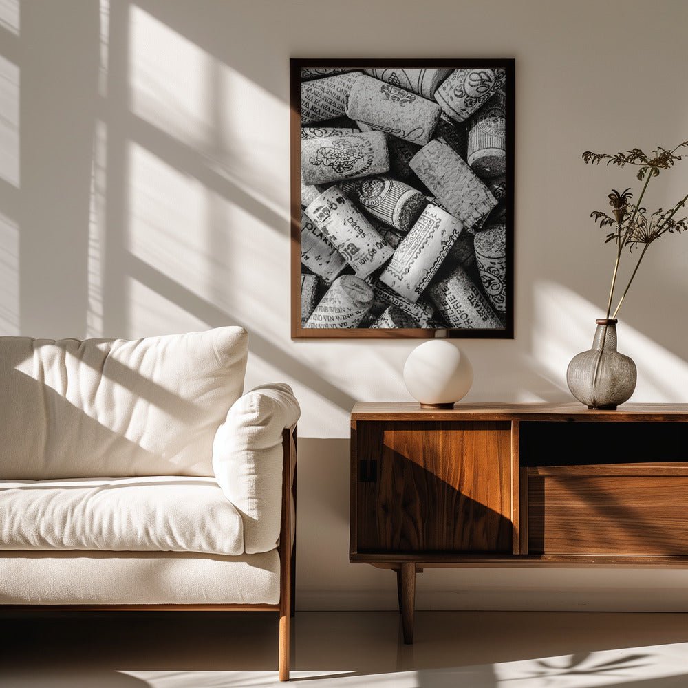 Wine Corks Poster (black and white) - Corkframes.com