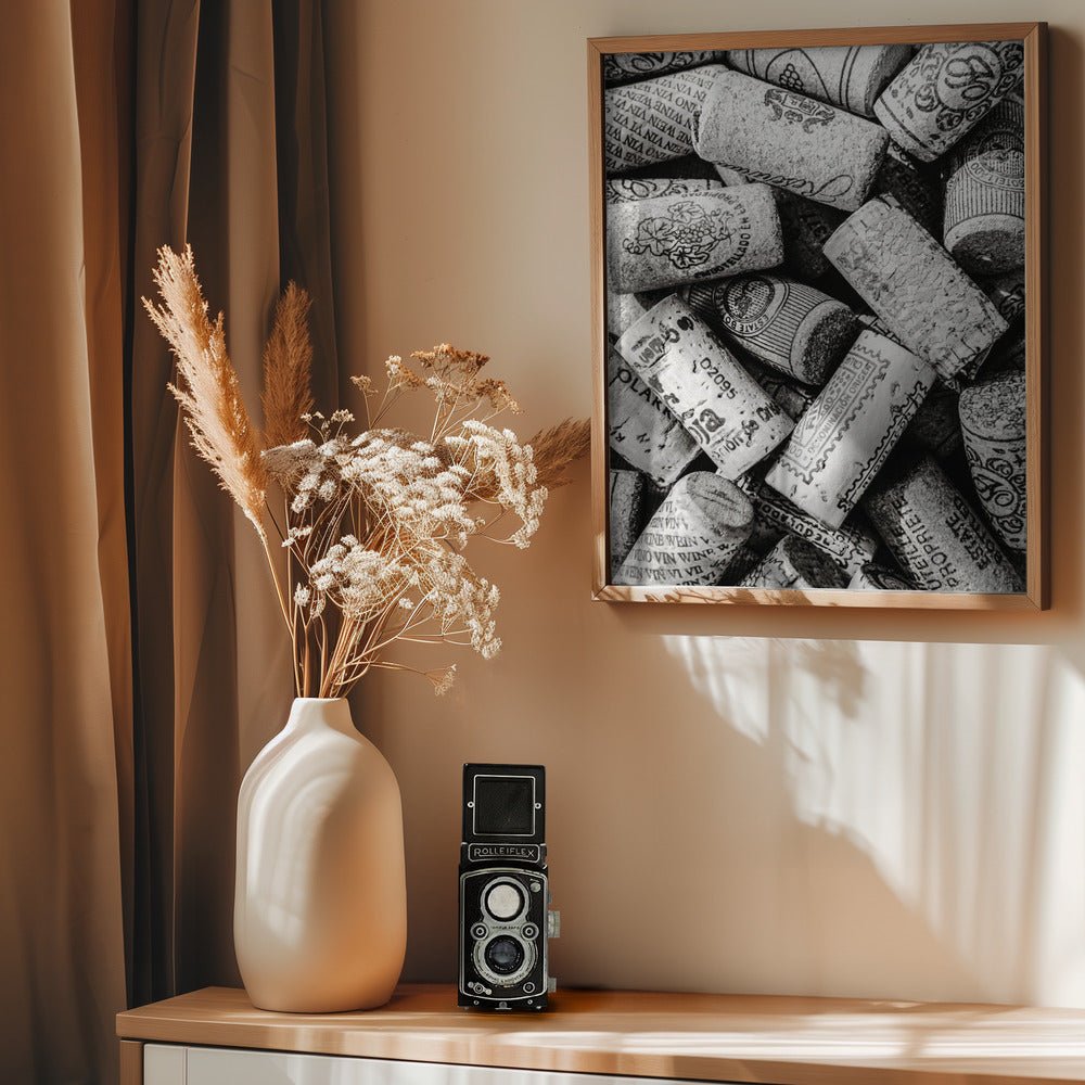 Wine Corks Poster (black and white) - Corkframes.com