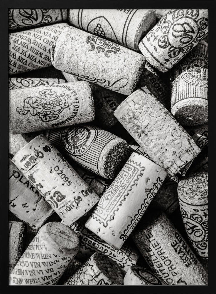 Wine Corks Poster (black and white) - Corkframes.com