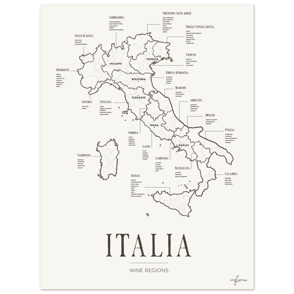 Wine Map Set Classic - España, France, Italia - Corkframes.com