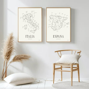 WINE MAP SET - ITALIA, ESPAÑA (50x70 CM) - Corkframes.com