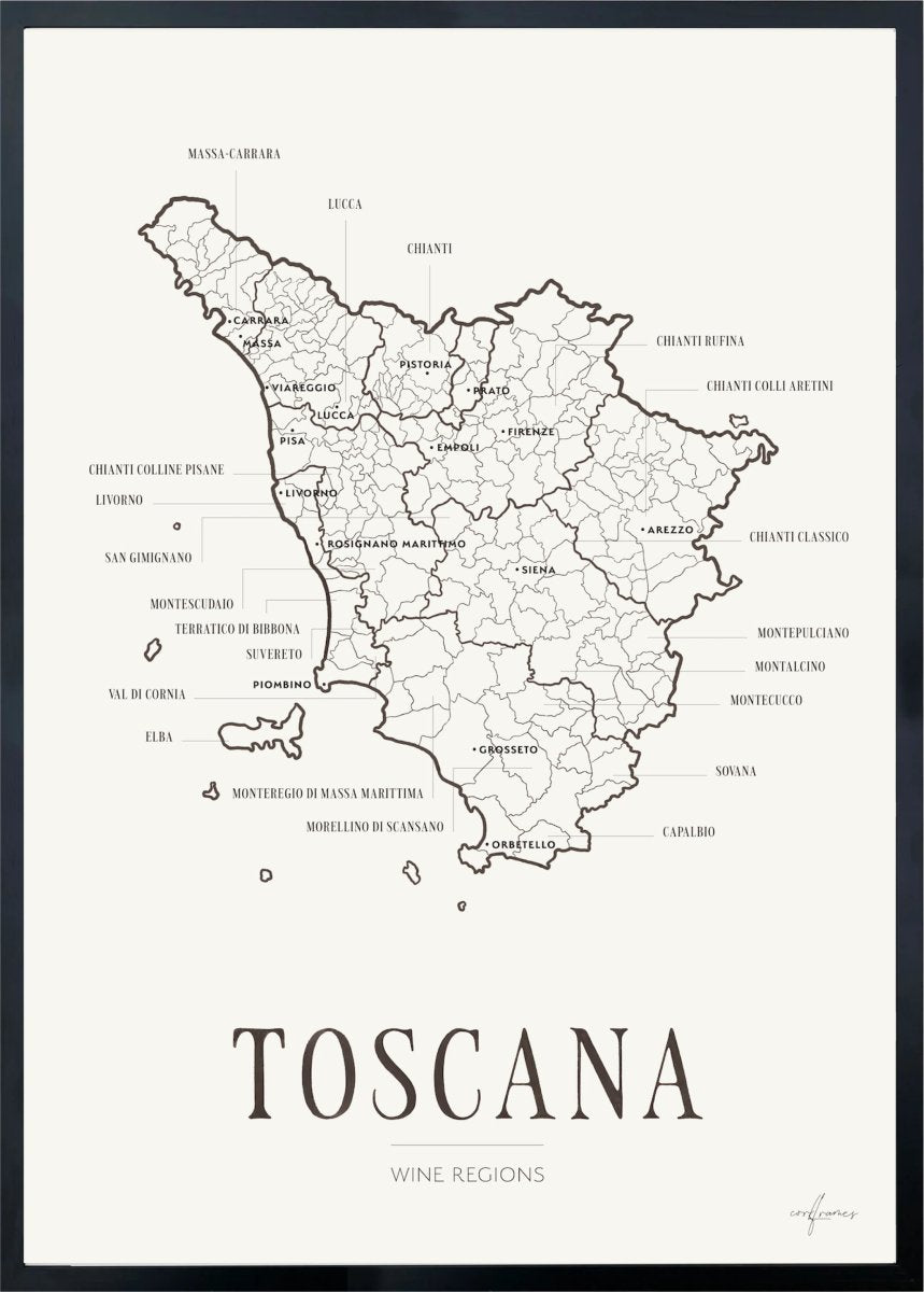 Wine Map Set - Italia, Toscana - Corkframes.com
