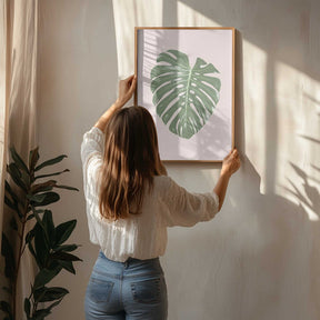 Monstera Leaf Blush Poster