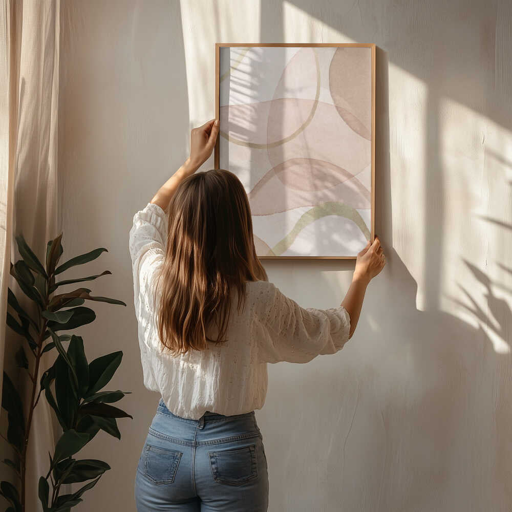 Blush and Brown Abstract Poster