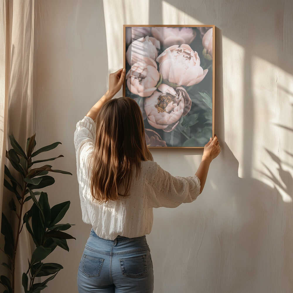 Coral Peonies Poster