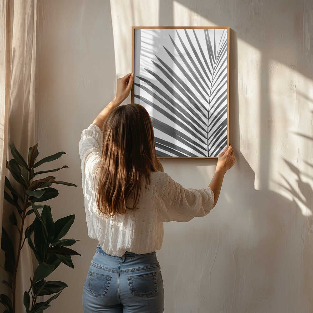 BW Palm Leaf Poster