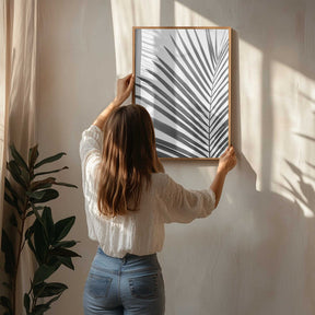 BW Palm Leaf Poster