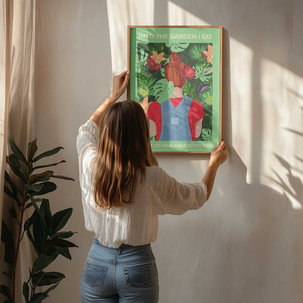 Into the Garden (redhead &amp; Light Green) Poster