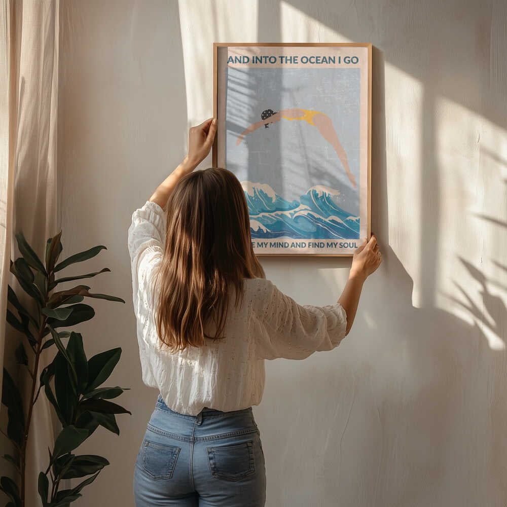 Into the Ocean (blue) Standard Wall Art Poster
