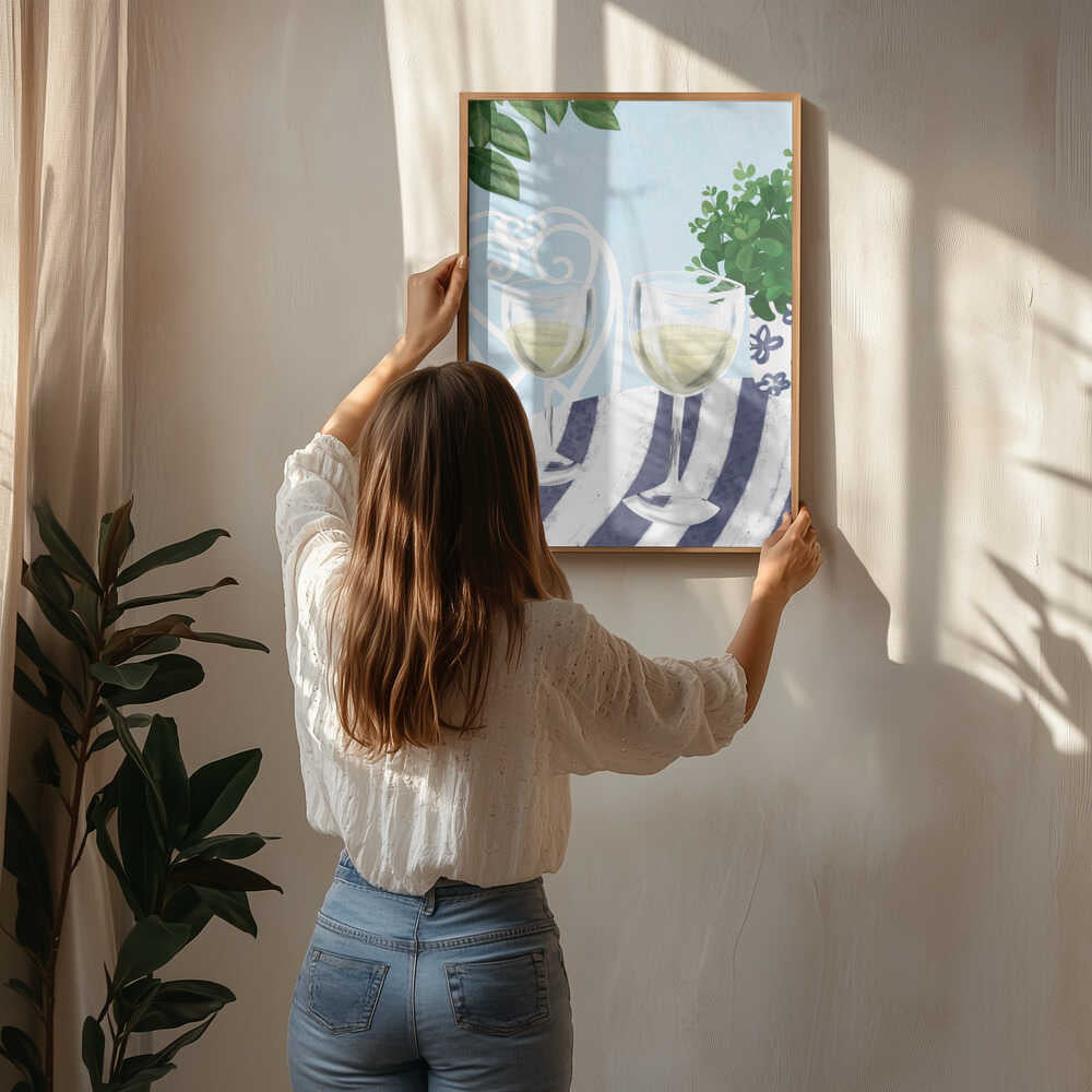 White wine under the tree Poster