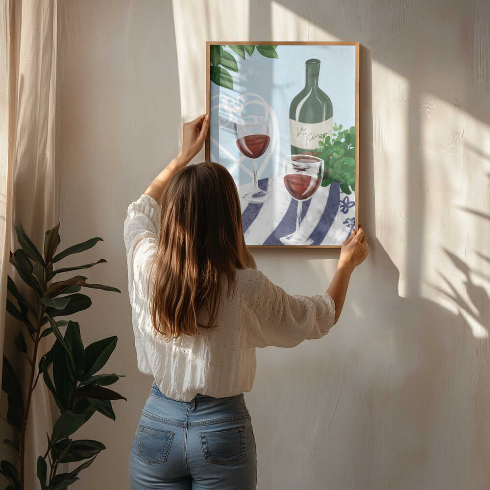 Red wine under the tree Poster