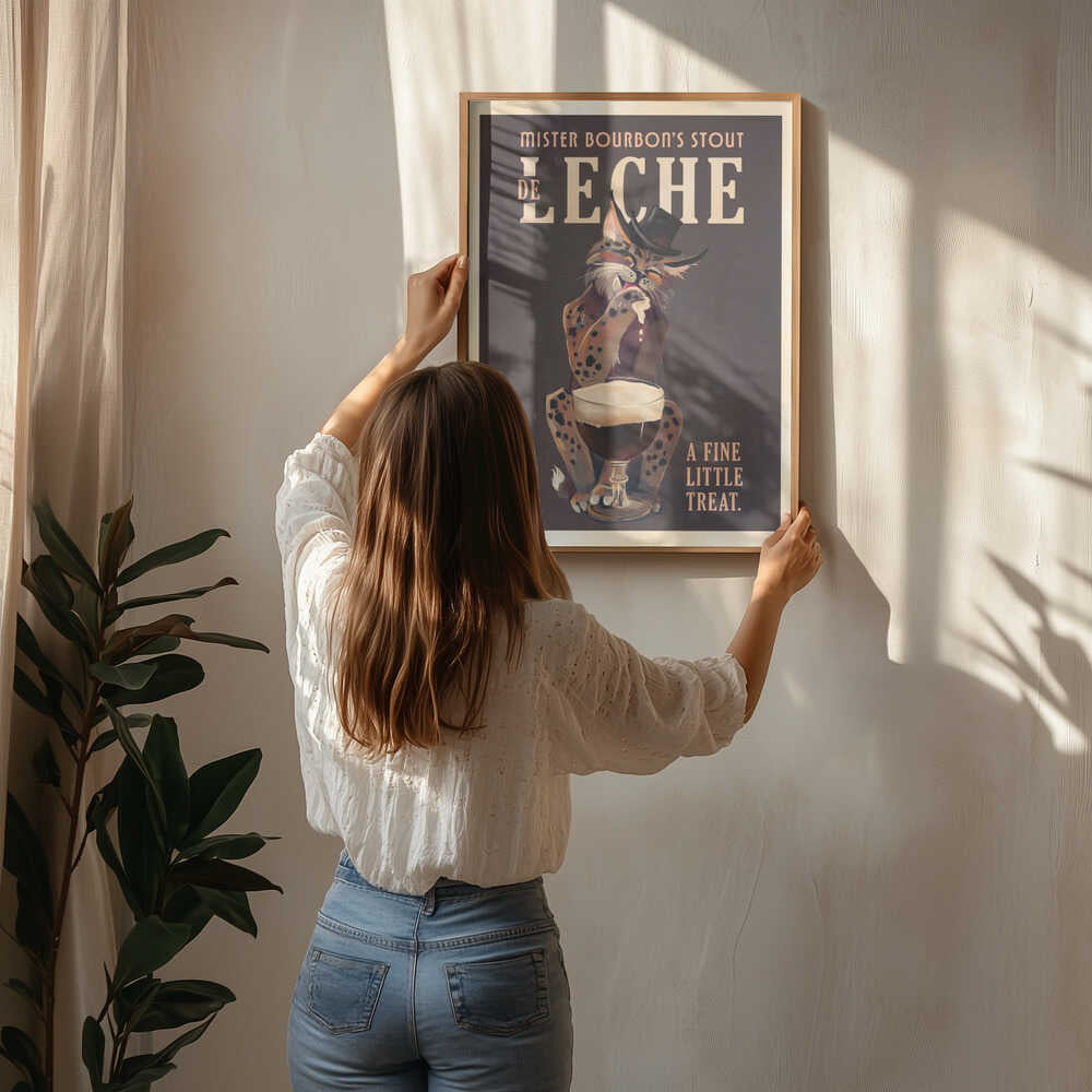 Bourbon De Leche Guinness Style Cat Art Poster