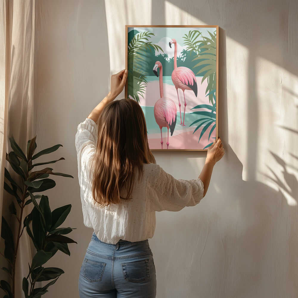 Tropical Flamingo Paradise Poster