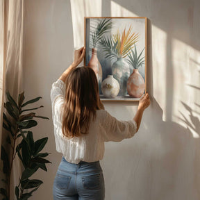 Tropical Vases In Watercolor Hues Poster
