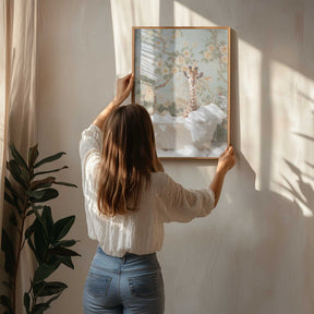 Giraffe Blossom Bath Poster