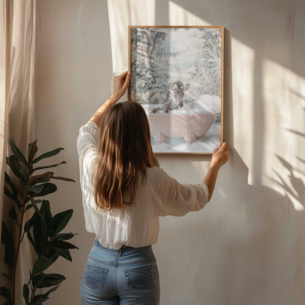 Zebra’s Bath Time Poster