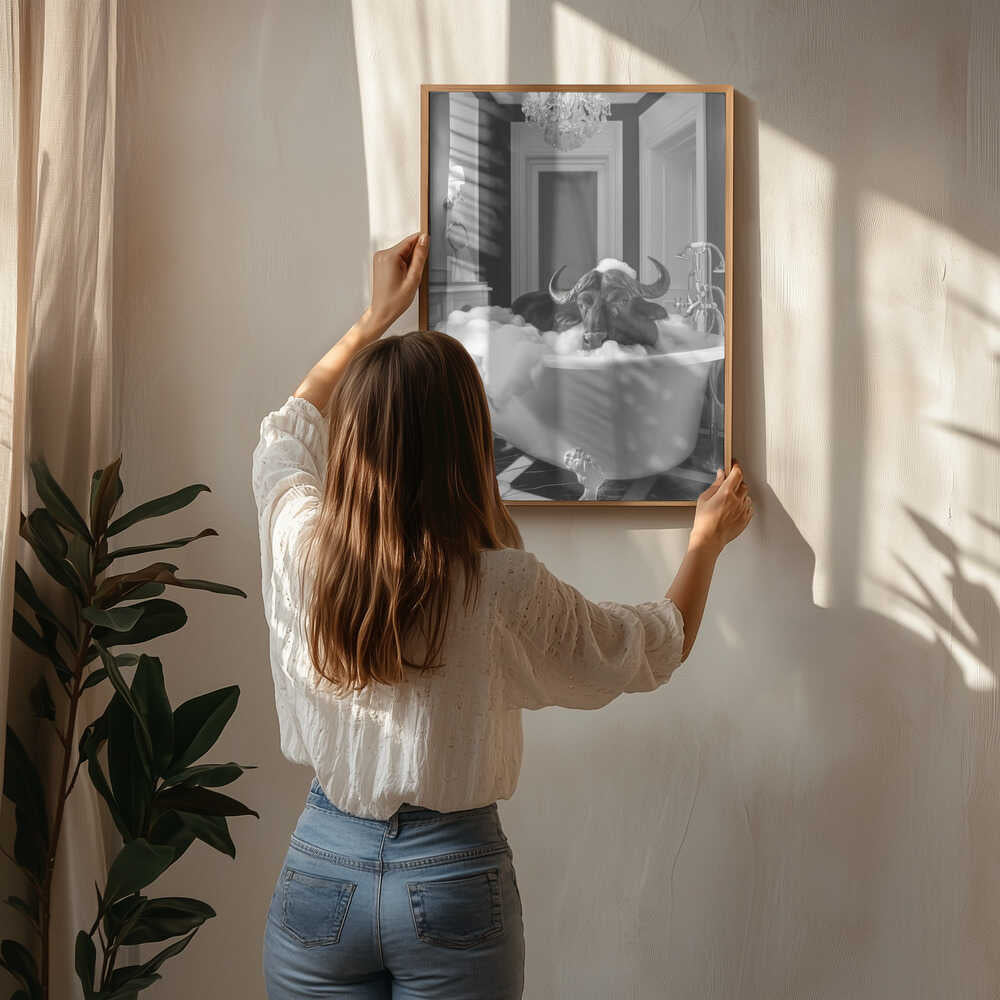 Curious Buffelo In the Tub Poster