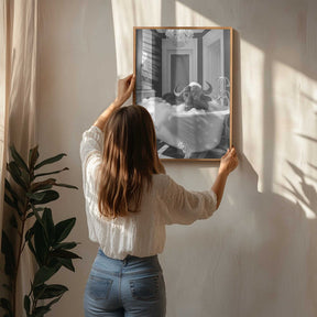 Curious Buffelo In the Tub Poster