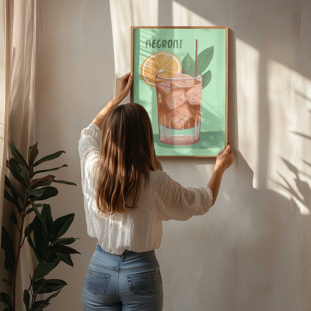 Negroni Cocktail With A V ibrant Orange Slice Poster