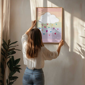 Raining Multicolored Hearts Poster