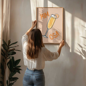 Illustration Of A Mimosa Cocktail Poster