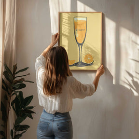 Illustration Of A Mimosa Cocktail Poster
